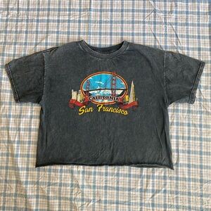 Brandy Melville Black San Francisco Crop Top Graphic Tee
